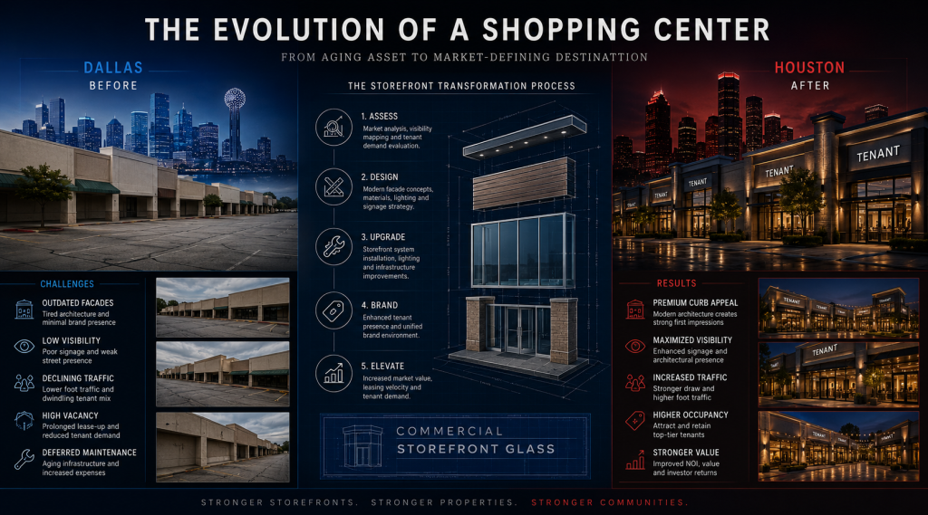 dallas vs houston — shopping center upgrades and property repositioning commercial storefront glass replacement (2)