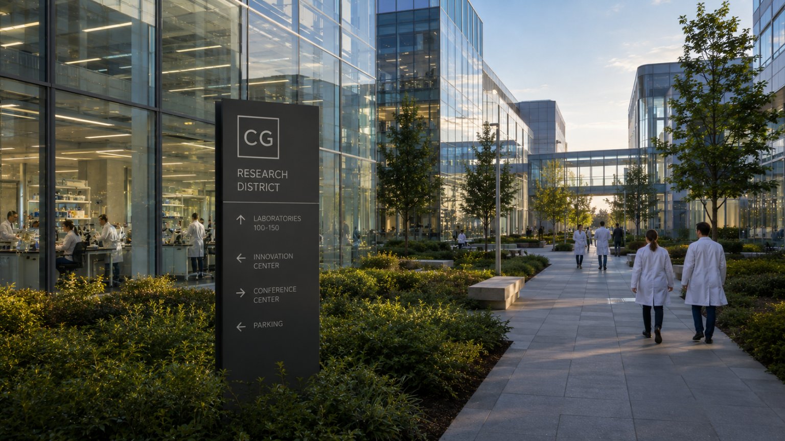 Campus building curtain wall and storefront glass installation